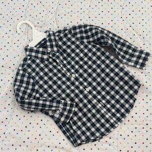 Janie and Jack Navy and White Checkered Button Down Shirt